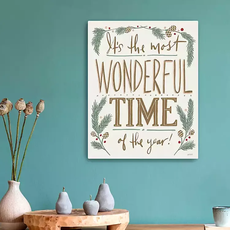 Christmas Art & Wall Decor>Kirklands Home Most Wonderful Time of the Year Pine Canvas Print