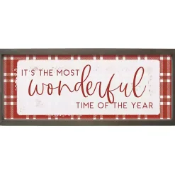 Christmas Art & Wall Decor>Kirklands Home Most Wonderful Time Plaid Wall Plaque