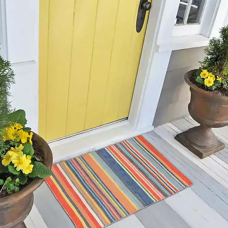 Kirklands Home Multi Dhurri Stripe Indoor/Outdoor Scatter Rug Hot