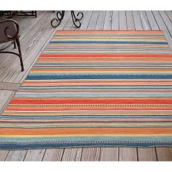 Kirklands Home Multi Dhurri Stripe Indoor/Outdoor Area Rug, 5x7 Sale