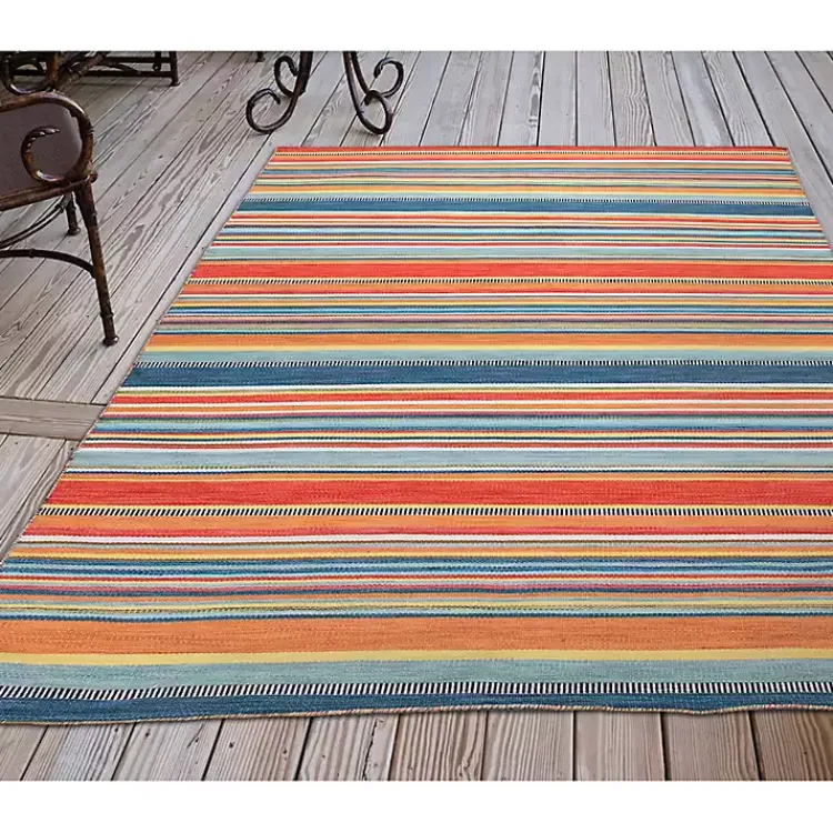 Kirklands Home Multi Dhurri Stripe Indoor/Outdoor Area Rug, 5x7 Sale