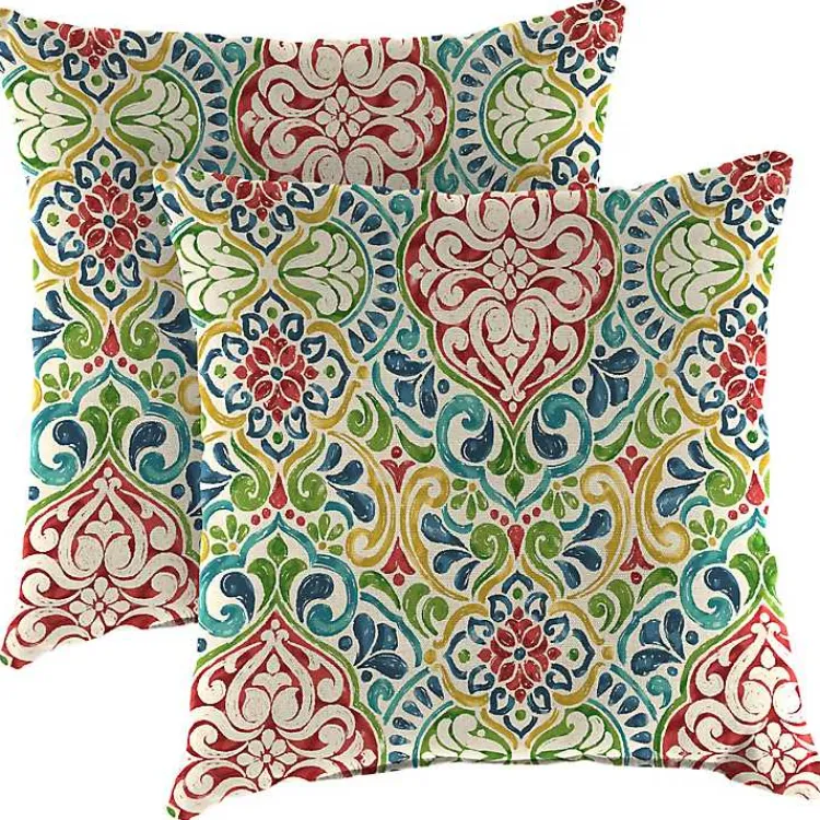 Kirklands Home Multi Fiorella Outdoor Pillows, Set of 2 Clearance