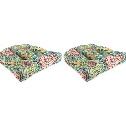 Kirklands Home Multi Fiorella Outdoor Wicker Cushions, Set of 2 Red New