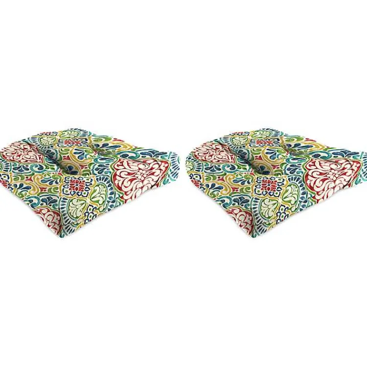 Kirklands Home Multi Fiorella Outdoor Wicker Cushions, Set of 2 Red New