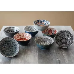 Kirklands Home Patterned Ceramic 8-pc. Bowl Set Multi Clearance