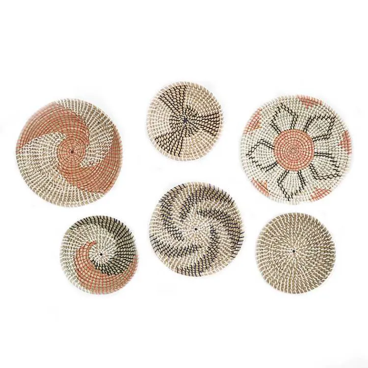 Kirklands Home Multi Seagrass Round 6-pc. Wall Plaque Set Tan Outlet