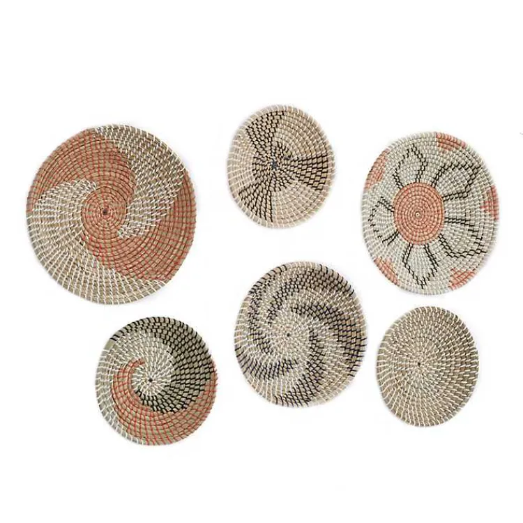 Kirklands Home Multi Seagrass Round 6-pc. Wall Plaque Set Tan Outlet