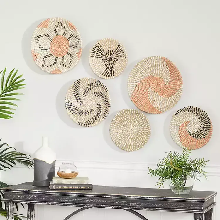 Kirklands Home Multi Seagrass Round 6-pc. Wall Plaque Set Tan Outlet