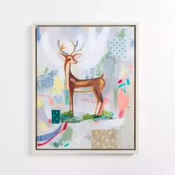 Christmas Art & Wall Decor>Kirklands Home Multicolor Abstract Deer Framed Canvas Art Print