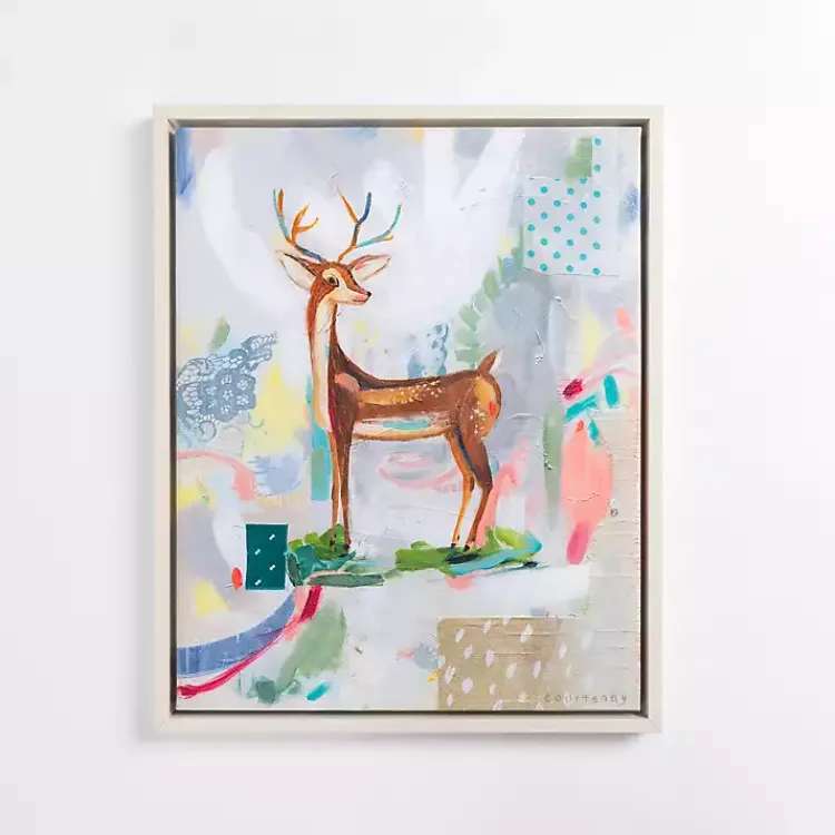 Christmas Art & Wall Decor>Kirklands Home Multicolor Abstract Deer Framed Canvas Art Print