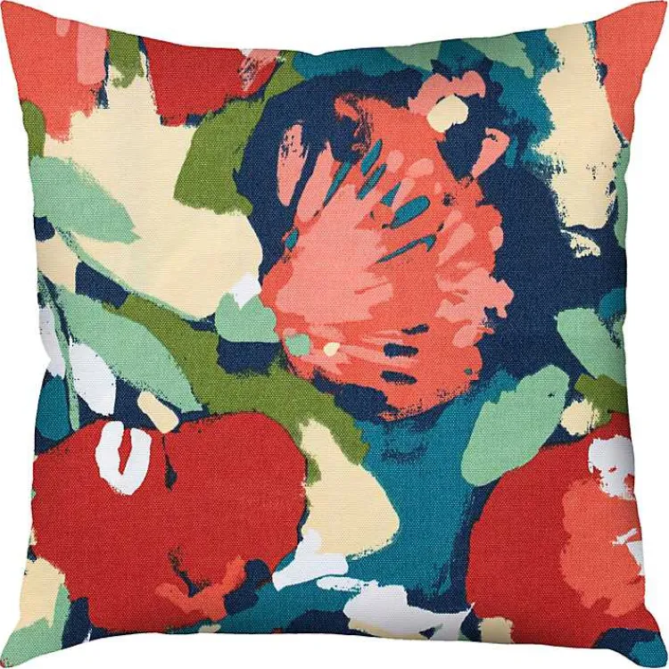 Kirklands Home Multicolor Abstract Floral Outdoor Pillow, 22 in. Outlet