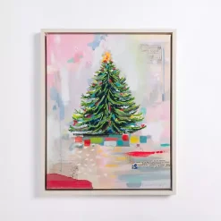 Christmas Art & Wall Decor>Kirklands Home Multicolor Abstract Tree Framed Canvas Art Print