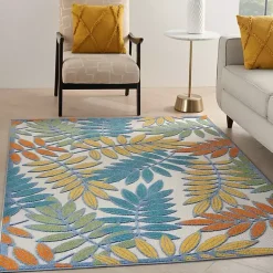 Kirklands Home color Botanical Outdoor Area Rug, 6x9 Multi Discount