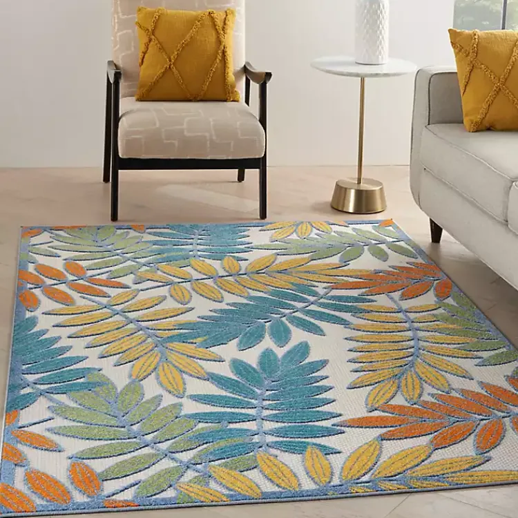 Kirklands Home color Botanical Outdoor Area Rug, 6x9 Multi Discount