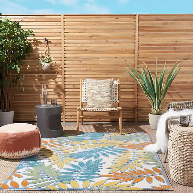 Kirklands Home color Botanical Outdoor Area Rug, 6x9 Multi Discount