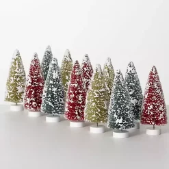 Christmas Decorations>Kirklands Home Multicolor Bottlebrush Christmas Trees, Set of 12