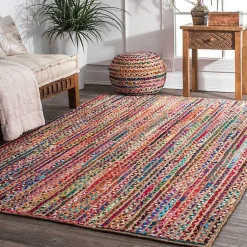 Kirklands Home -Color Braided Jute and Cotton Area Rug, 5x8 Multi Outlet