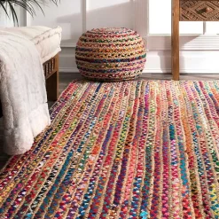 Kirklands Home -Color Braided Jute and Cotton Area Rug, 8x10 Multi Discount