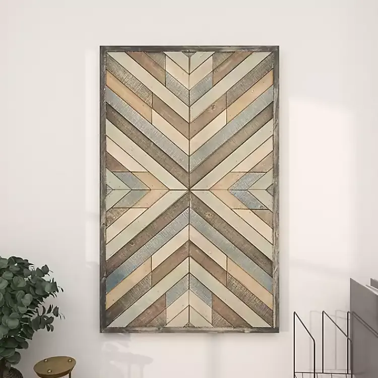 Kirklands Home Multicolor Criss Cross Chevron Wood Wall Plaque Hot