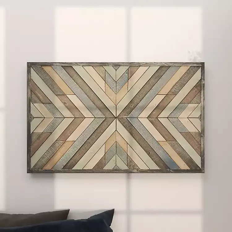 Kirklands Home Multicolor Criss Cross Chevron Wood Wall Plaque Hot