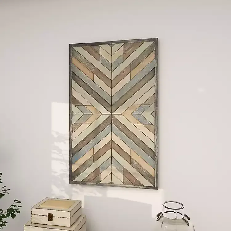 Kirklands Home Multicolor Criss Cross Chevron Wood Wall Plaque Hot