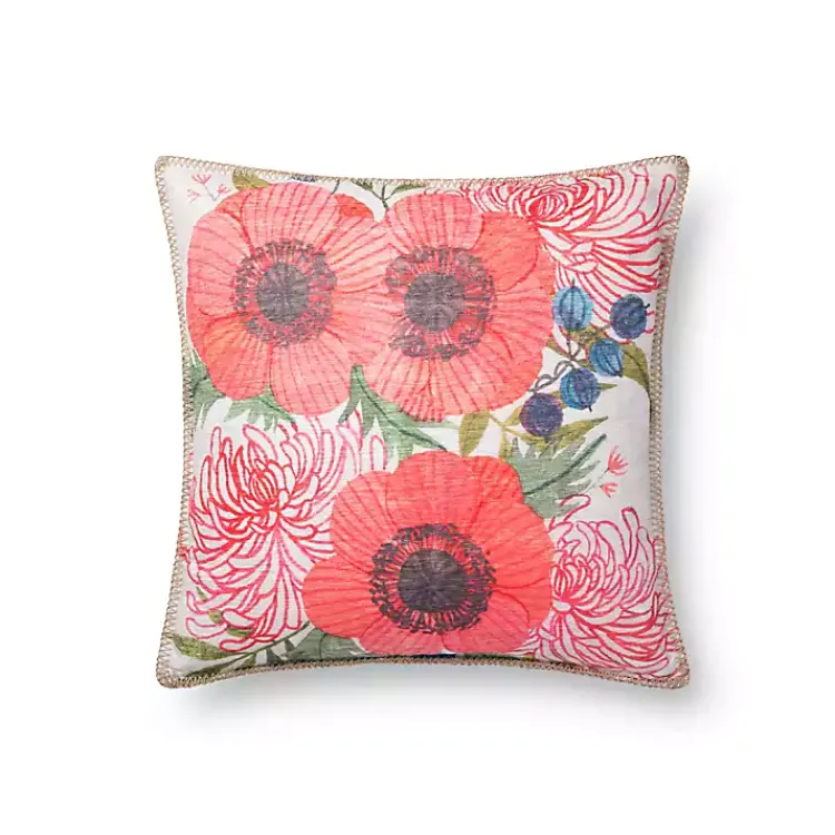 Kirklands Home Multicolor Floral Blanket Stitch Outdoor Pillow Clearance