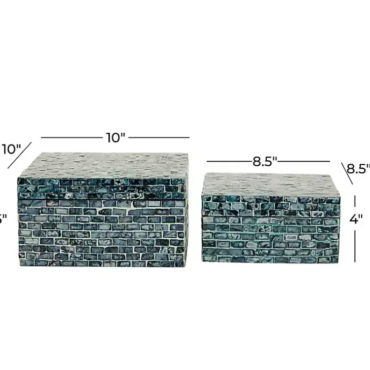 Baskets & Boxes>Kirklands Home Multicolor Mother of Pearl Coastal Boxes, Set of 2