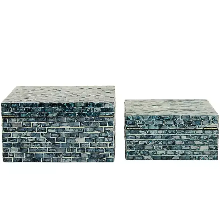 Baskets & Boxes>Kirklands Home Multicolor Mother of Pearl Coastal Boxes, Set of 2