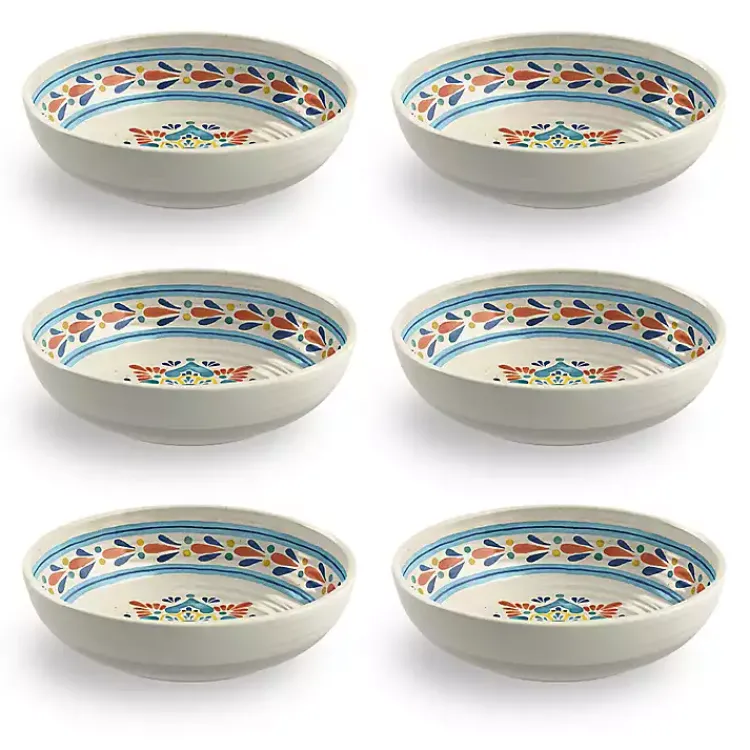 Kirklands Home color Rio Melamine Low Bowls, Set of 6 Multi Hot
