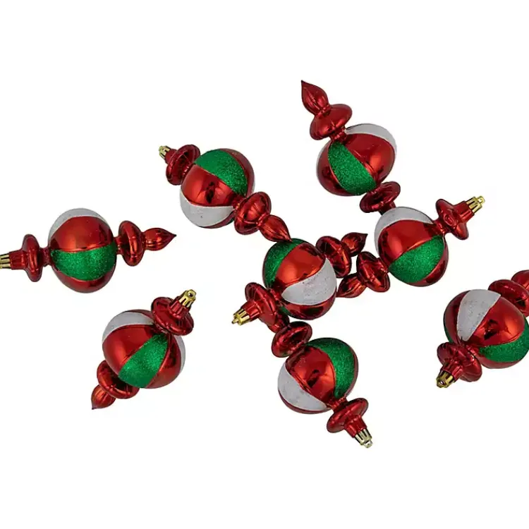 Christmas Ornaments>Kirklands Home Multicolor Shatterproof Finial Ornaments, Set of 8