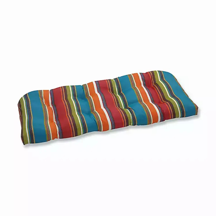 Kirklands Home Multicolor Striped Outdoor Loveseat Cushion Discount