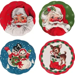 Kirklands Home color Vintage Christmas Plates, Set of 4 Multi Online