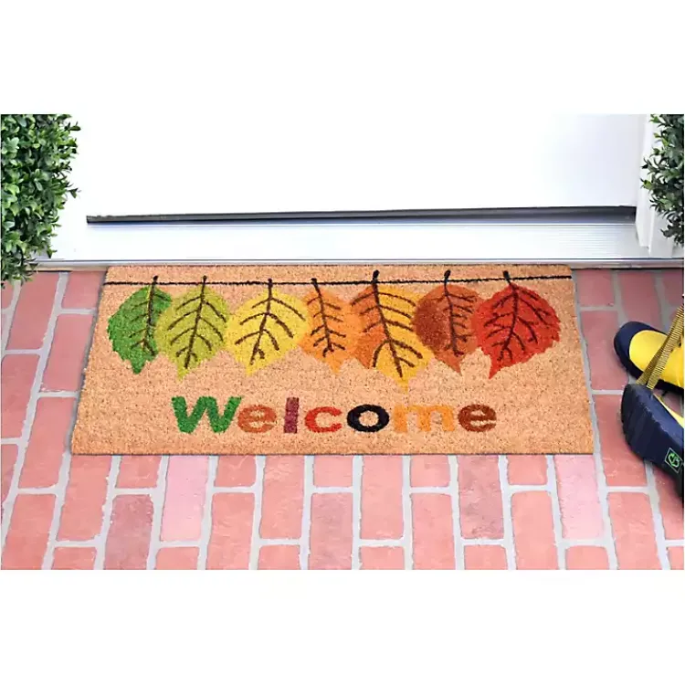 Fall>Kirklands Home Multicolor Welcome Fall Leaves Doormat, 29x17 in.