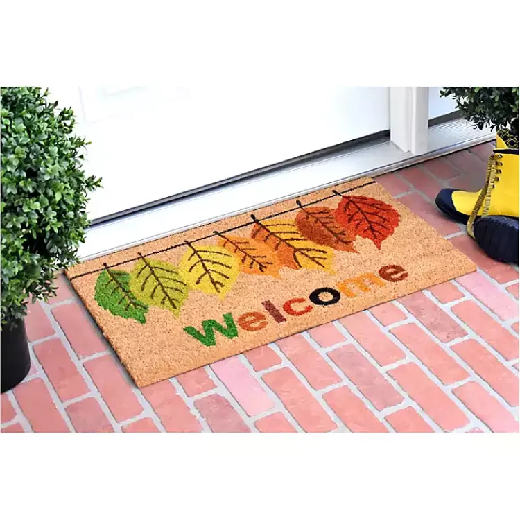 Fall>Kirklands Home Multicolor Welcome Fall Leaves Doormat, 36x24 in.