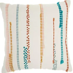Pillows>Kirklands Home Multicolor Woven Dotted Lines Pillow
