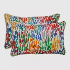 Kirklands Home color Zinnia Outdoor Lumbar Pillows, Set of 2 Multi Clearance