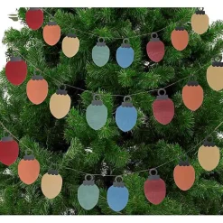 Christmas Decorations>Kirklands Home colored Vintage Christmas Lights Metal Banner Multi