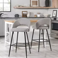 Kirklands Home Mushroom Upholstered Charli Bar Stools, Set of 2 Gray Outlet