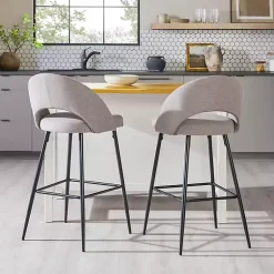 Kirklands Home Mushroom Upholstered Charli Bar Stools, Set of 2 Gray Outlet