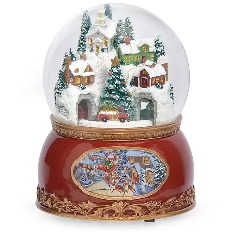 Christmas Decorations>Kirklands Home Musical Rotating Cars Christmas Town Dome