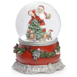 Christmas Decorations>Kirklands Home Musical Santa and Elves by Tree Christmas Dome