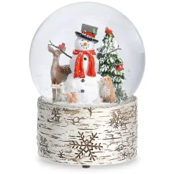 Christmas Decorations>Kirklands Home Musical Snowman and Animals Christmas Dome White