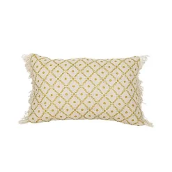 Kirklands Home Mustard Geometric Floral Indoor/Outdoor Pillow Clearance