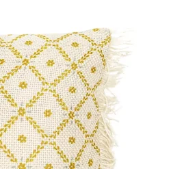 Kirklands Home Mustard Geometric Floral Indoor/Outdoor Pillow Clearance