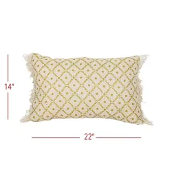 Kirklands Home Mustard Geometric Floral Indoor/Outdoor Pillow Clearance