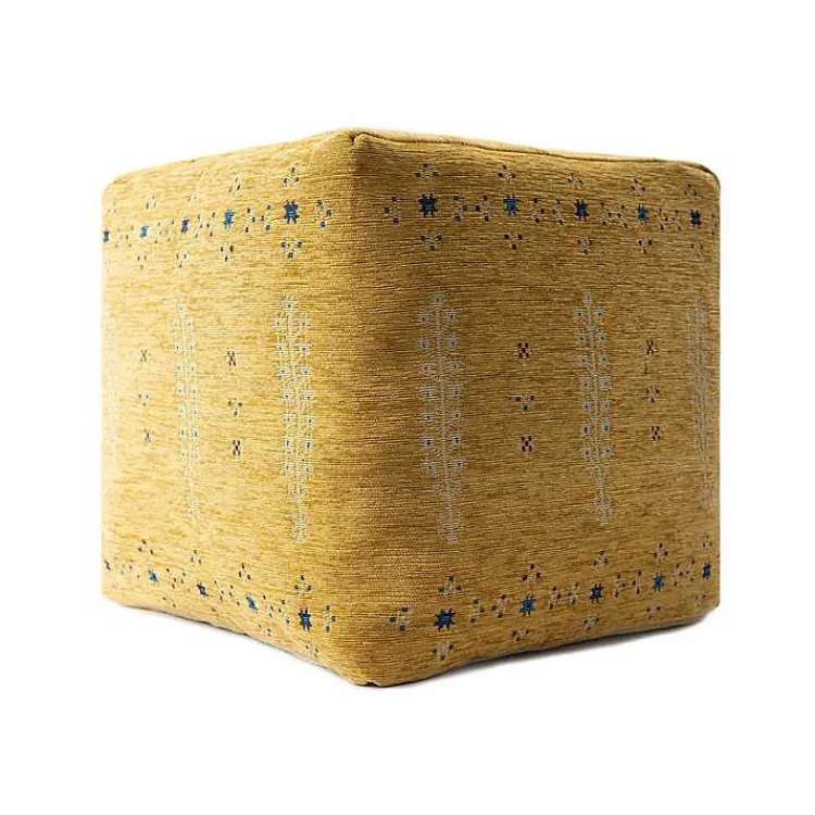 Poufs & Floor Cushions>Kirklands Home Mustard Bohemian Ultra-Soft Pouf Yellow