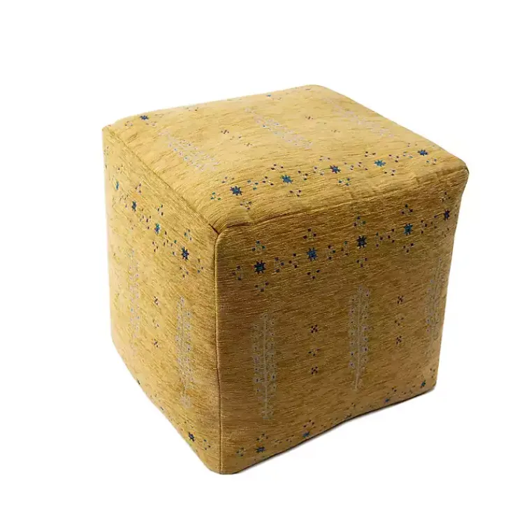 Poufs & Floor Cushions>Kirklands Home Mustard Bohemian Ultra-Soft Pouf Yellow
