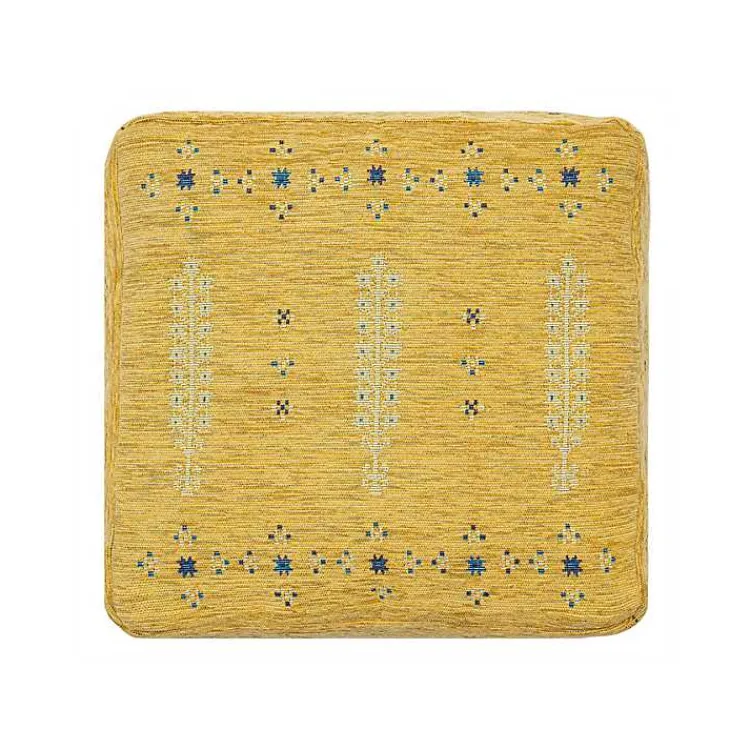 Poufs & Floor Cushions>Kirklands Home Mustard Bohemian Ultra-Soft Pouf Yellow