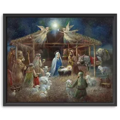Christmas Art & Wall Decor>Kirklands Home Nativity at Twilight Framed Canvas Art Print Multi
