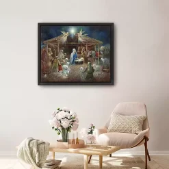 Christmas Art & Wall Decor>Kirklands Home Nativity at Twilight Framed Canvas Art Print Multi